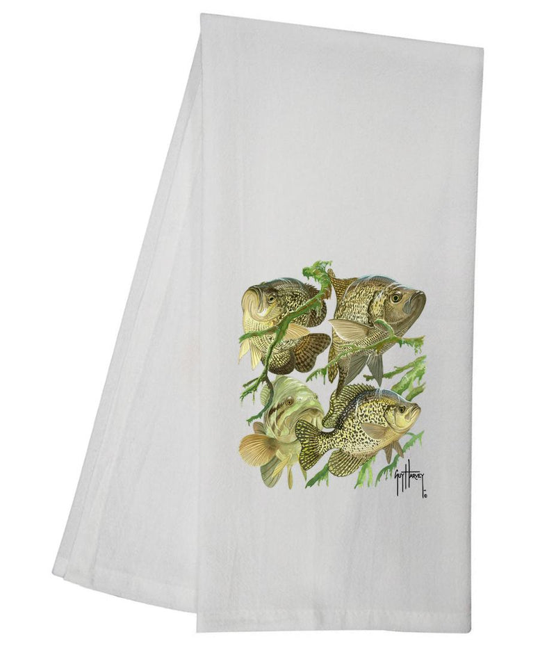 Guy Harvey Three Crappie And Largemouth Bass Tea Towel GHTT116