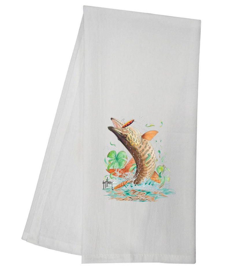 Guy Harvey Muskie Muskellunge Jumping Tea Towel GHTT118