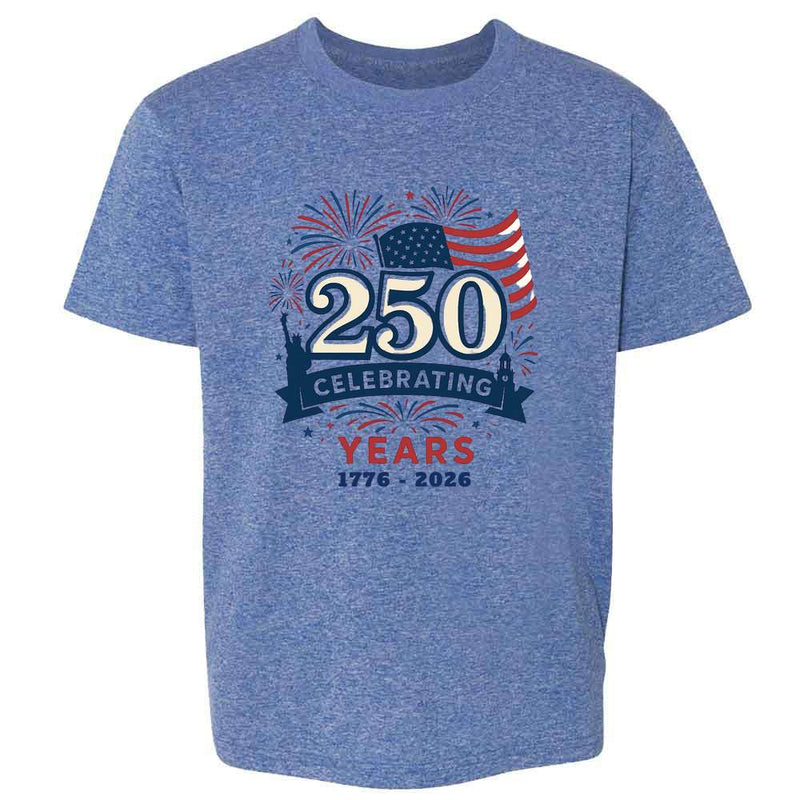 USA Semiquincentennial A250 Fireworks Celebrating  Kids & Youth Tee