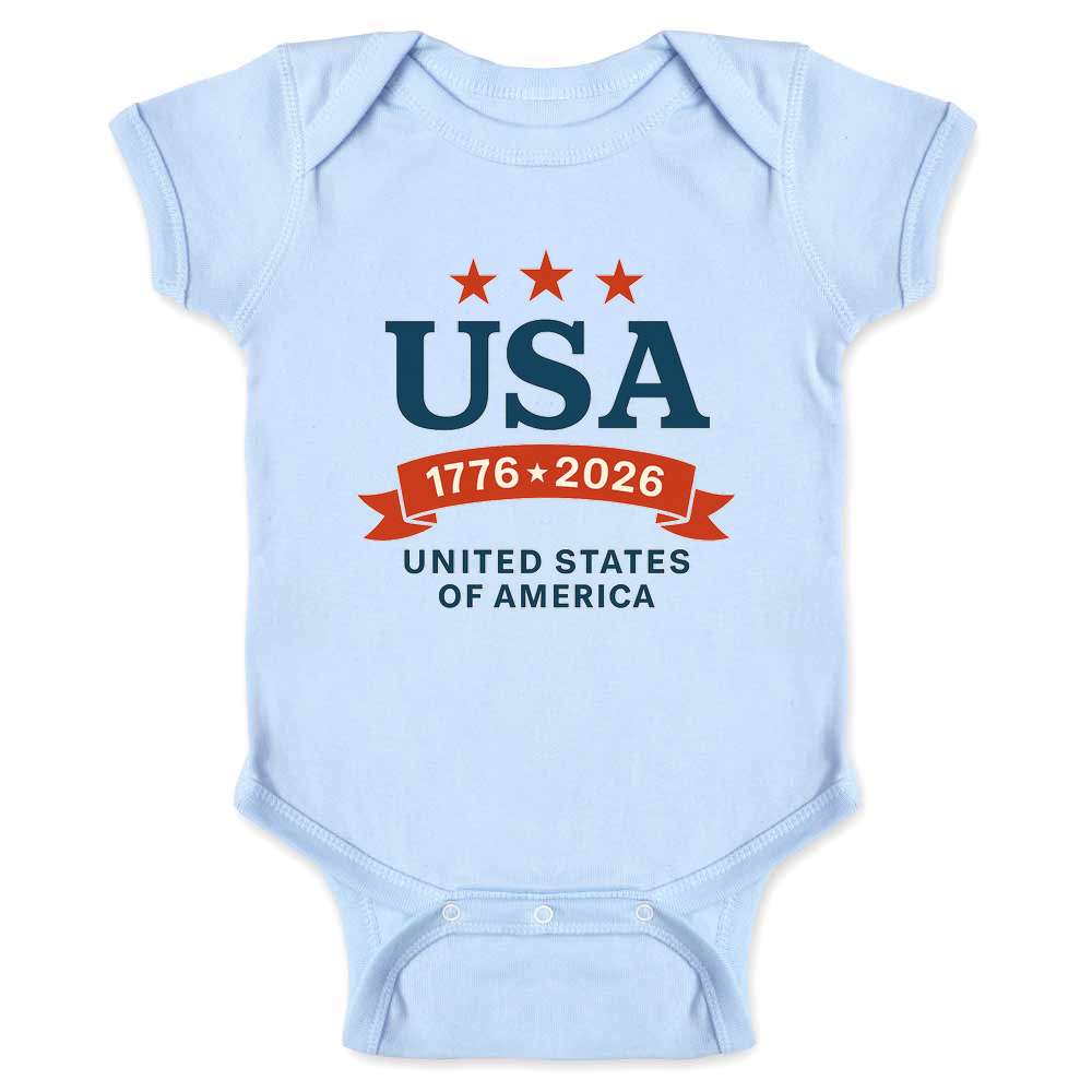 USA Semiquincentennial A250 USA 1776 2026 Stars  Baby Bodysuit