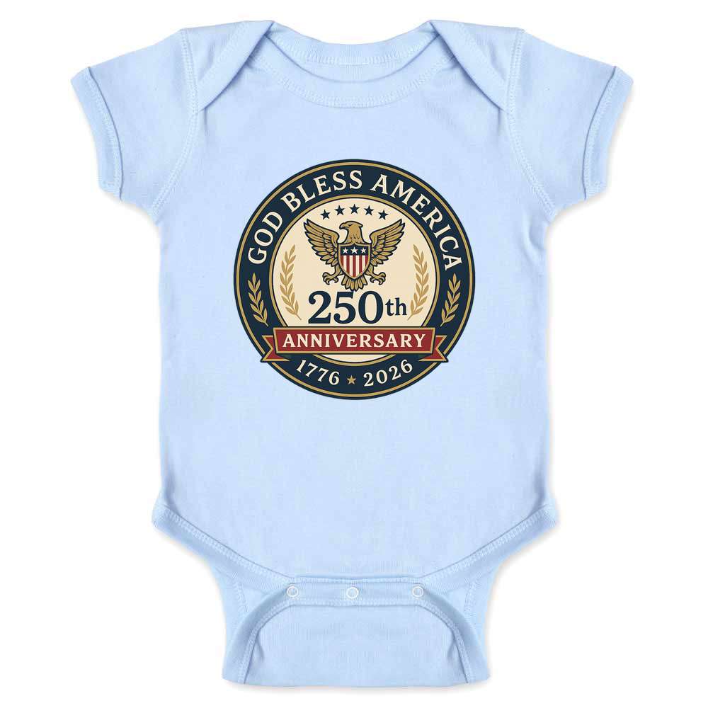 USA Semiquincentennial A250 God Bless America 250t Baby Bodysuit