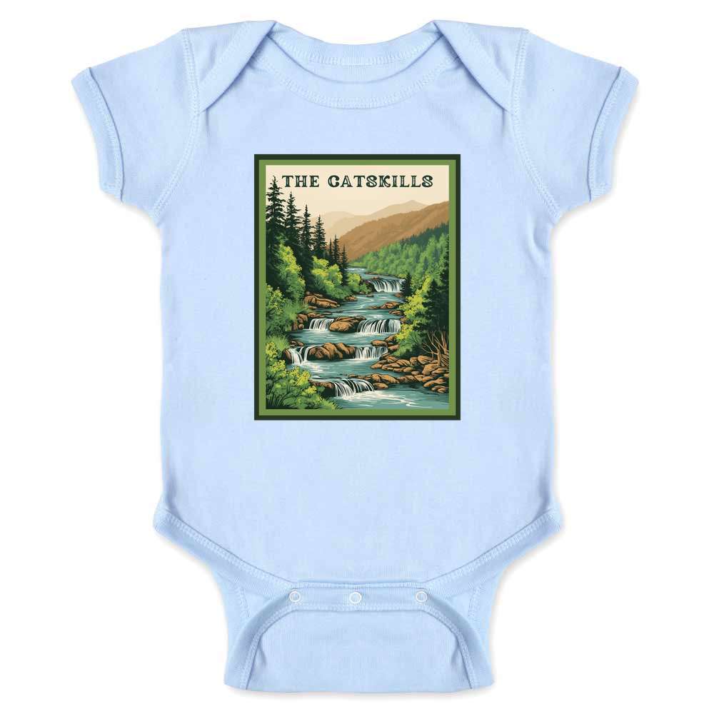 New York The Catskills Retro Travel Baby Bodysuit