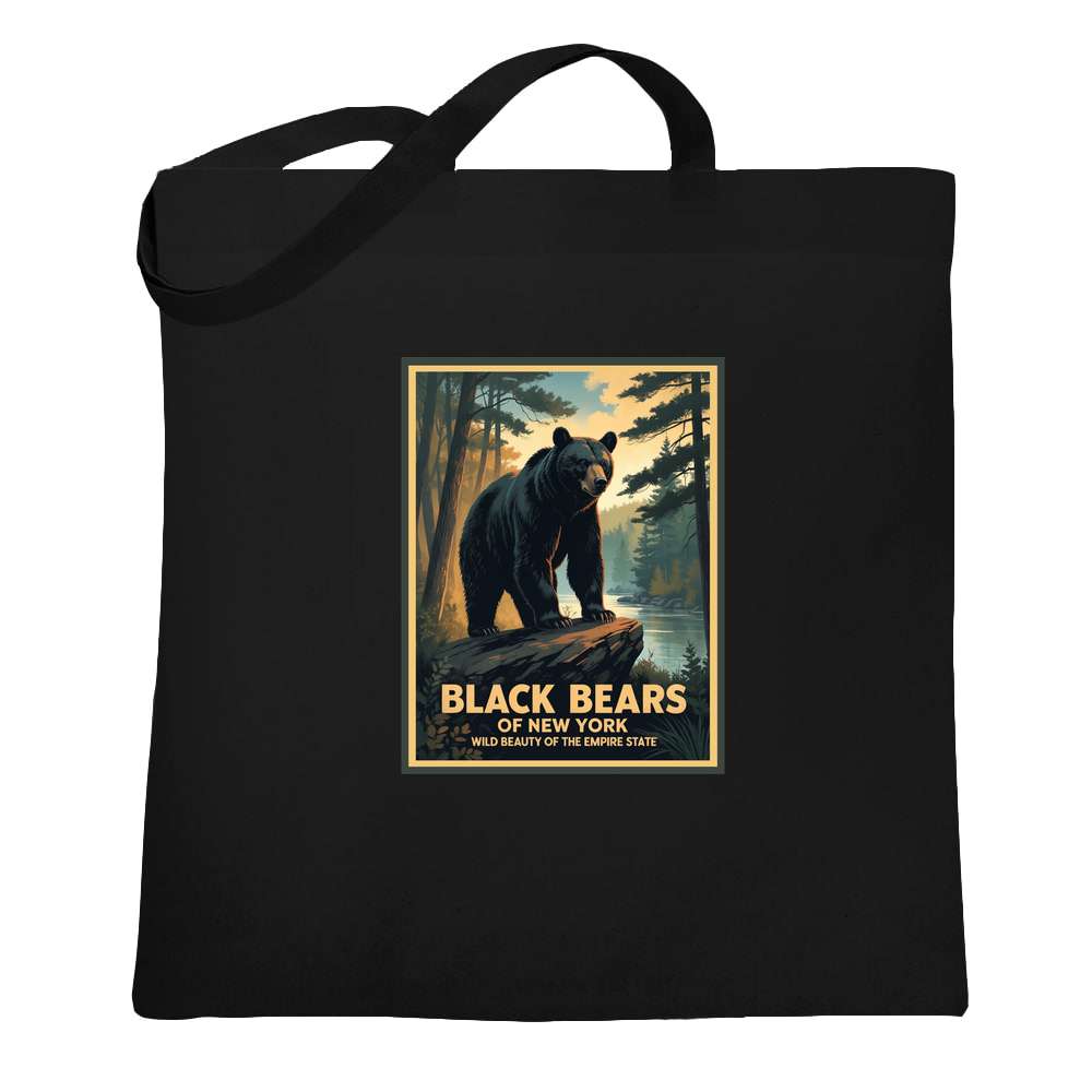 New York Black Bear Retro Travel Tote Bag