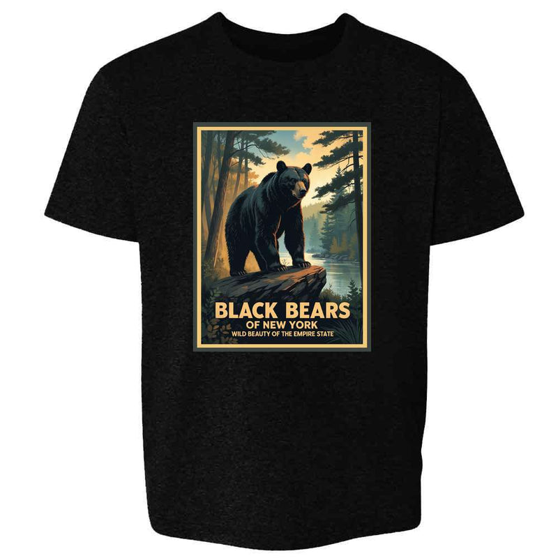 New York Black Bear Retro Travel Kids & Youth Tee