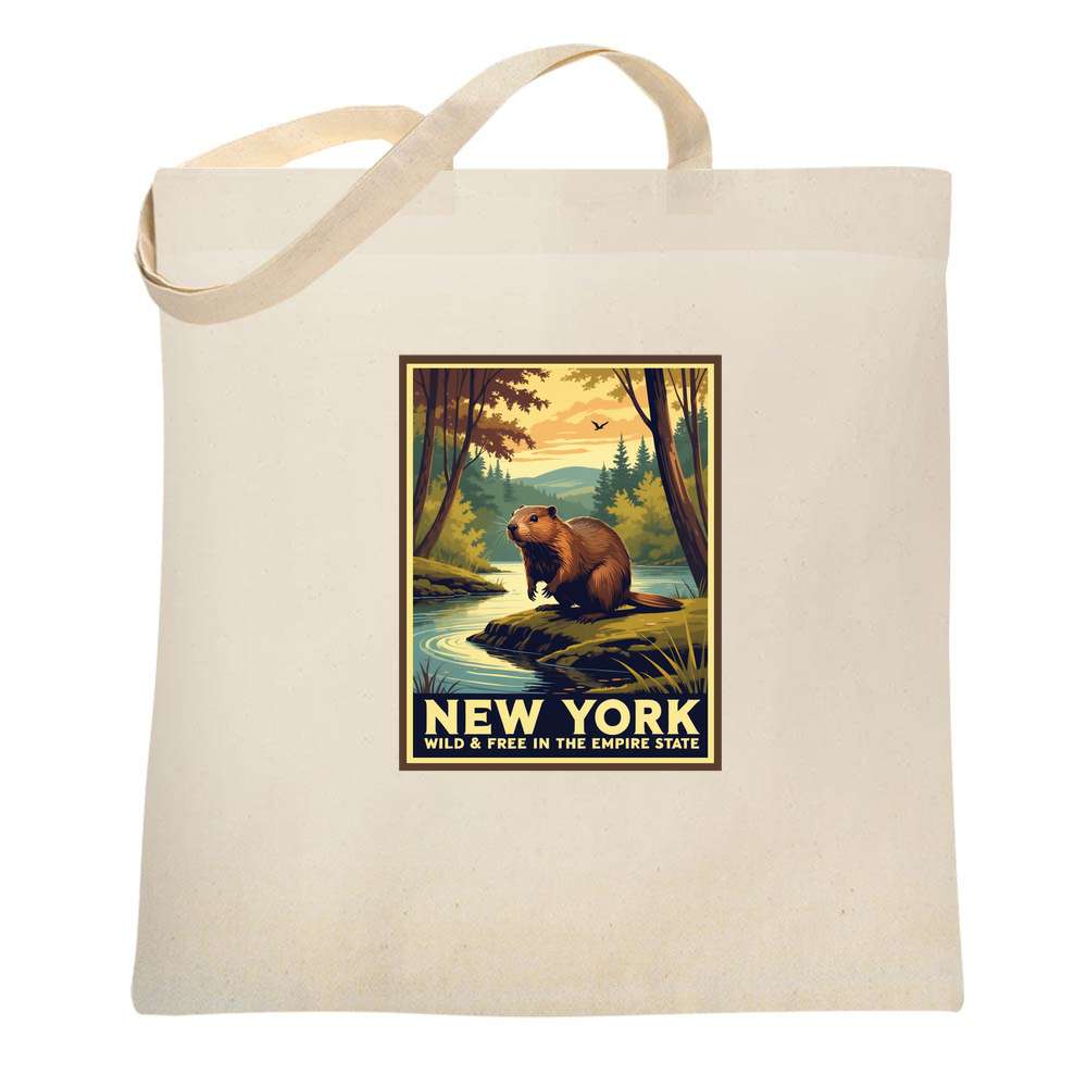 New York Beaver Wild And Free Retro Travel Tote Bag