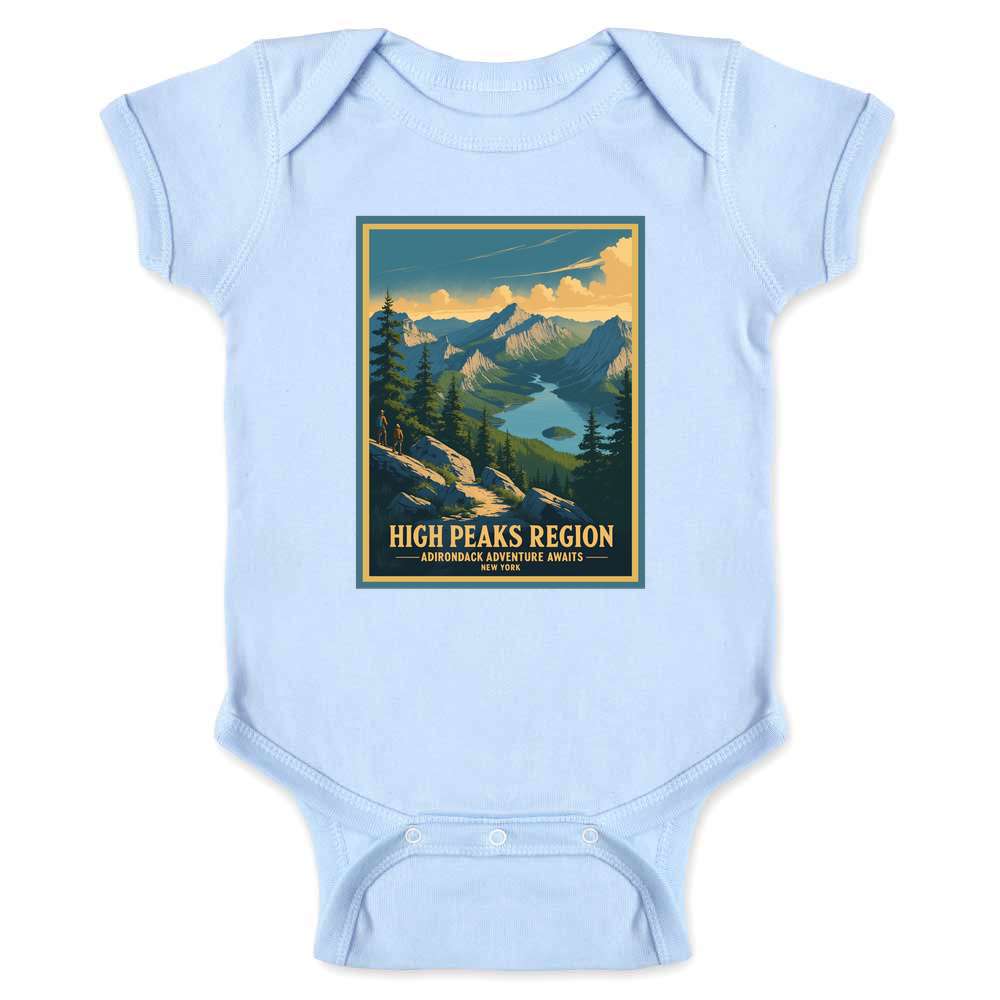 New York High Peaks Region Retro Travel Baby Bodysuit