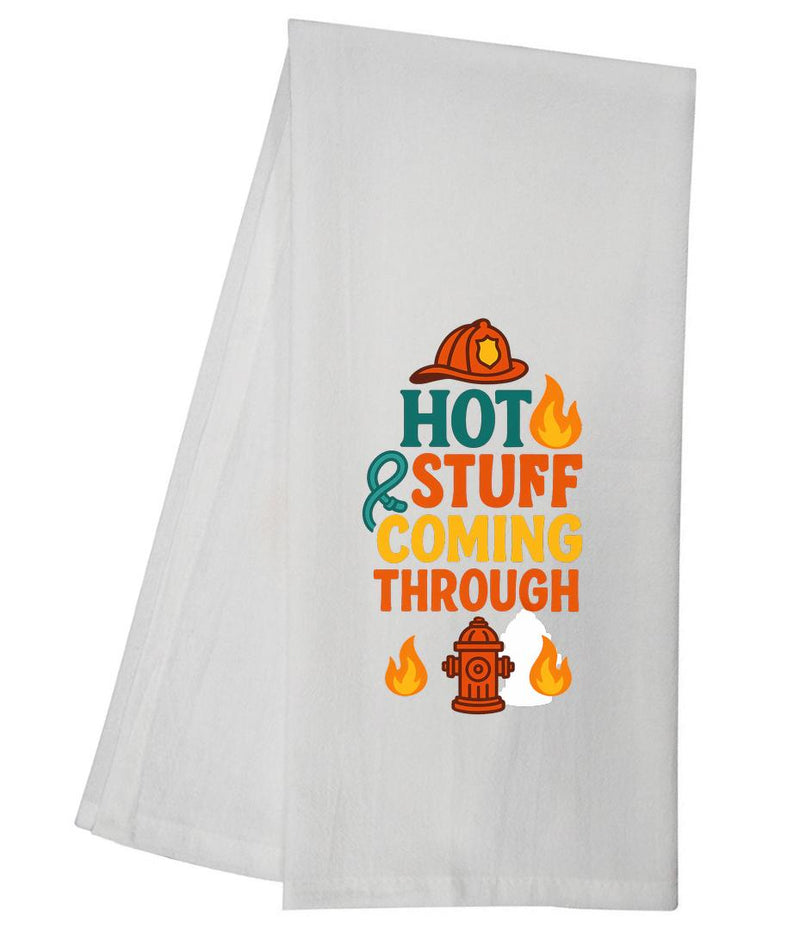 Hot Stuff Coming Through Fireman Tea Towel GGTT1586