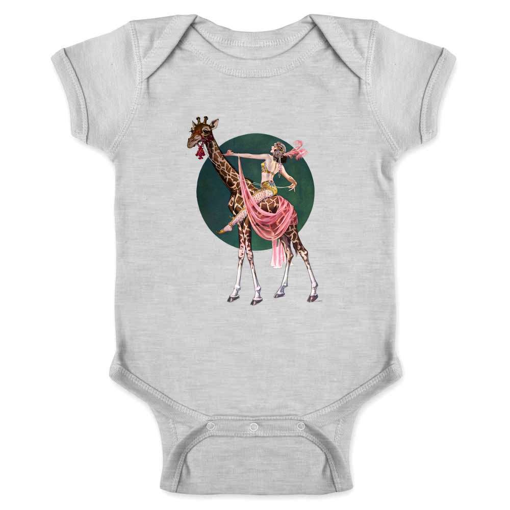 Enchanted Art Deco Woman On Giraffe  Baby Bodysuit