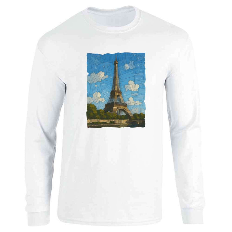 Curtis Epperson Eiffel Tower Word Mosaic Art Long Sleeve