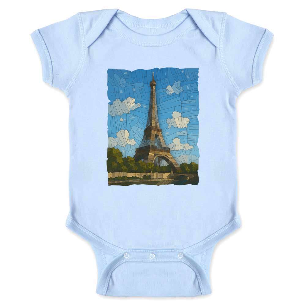 Curtis Epperson Eiffel Tower Word Mosaic Art Baby Bodysuit