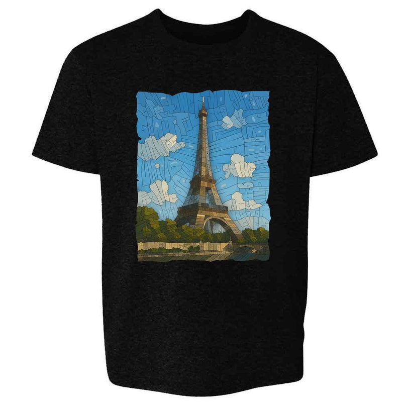 Curtis Epperson Eiffel Tower Word Mosaic Art Kids & Youth Tee