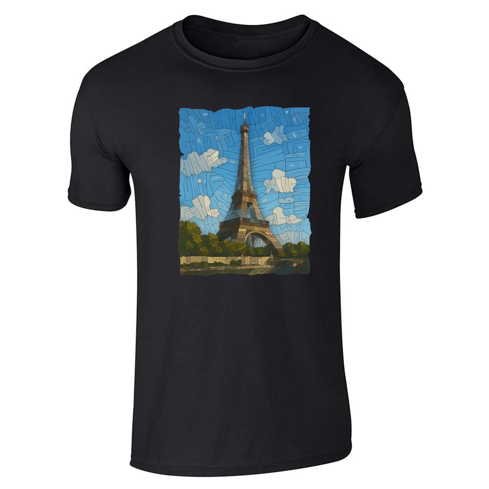 Curtis Epperson Eiffel Tower Word Mosaic Art Unisex Tee