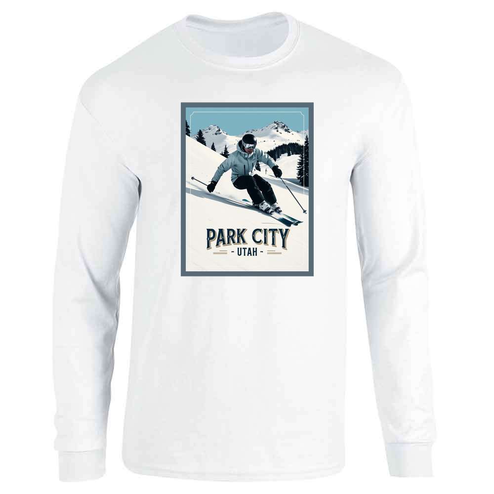 Utah Park City Skiing Retro Travel  Long Sleeve