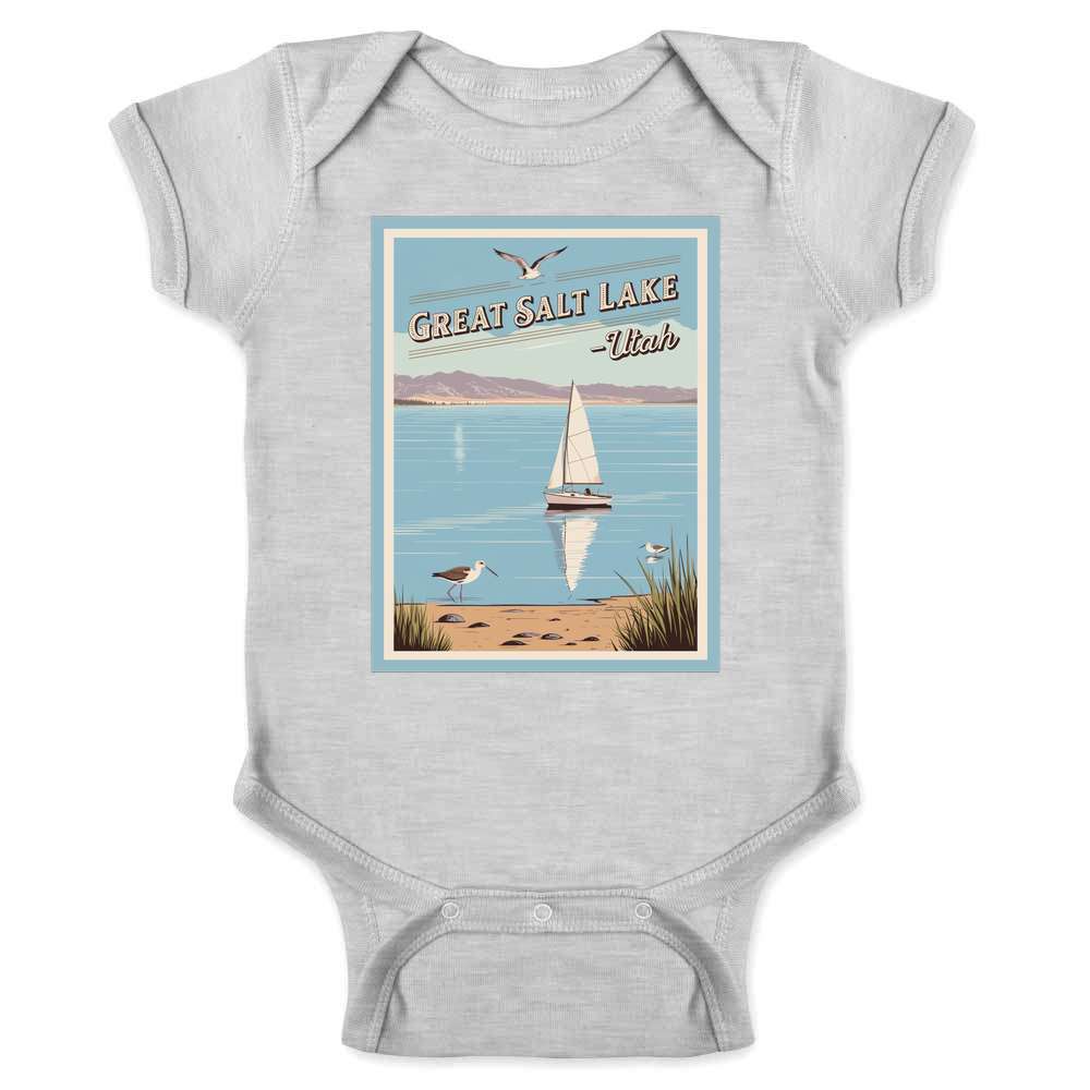 Utah Great Salt Lake Retro Travel Baby Bodysuit