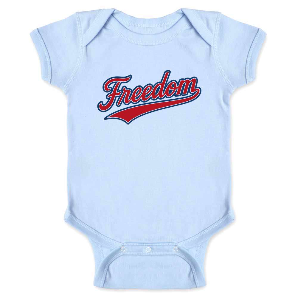 Freedom Baseball Swoosh American Pride Patriotic Baby Bodysuit