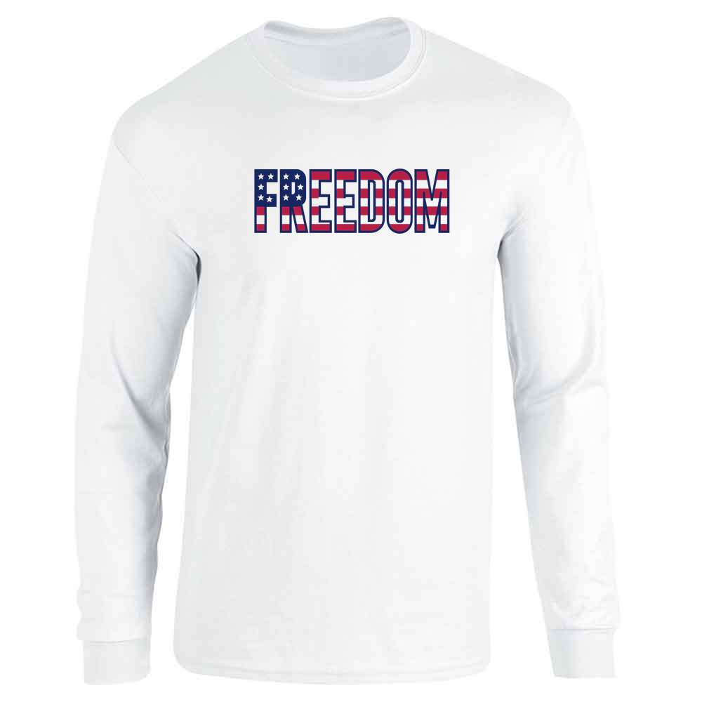 Freedom Flag Letters American Pride Patriotic Long Sleeve