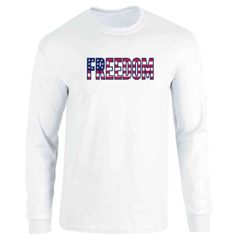 Freedom Flag Letters American Pride Patriotic Long Sleeve