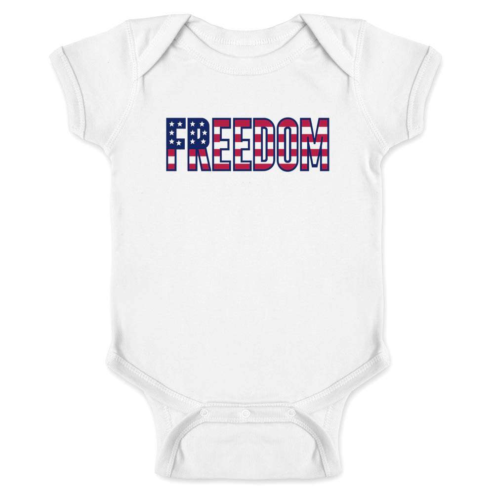 Freedom Flag Letters American Pride Patriotic Baby Bodysuit