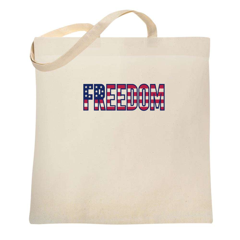 Freedom Flag Letters American Pride Patriotic Tote Bag