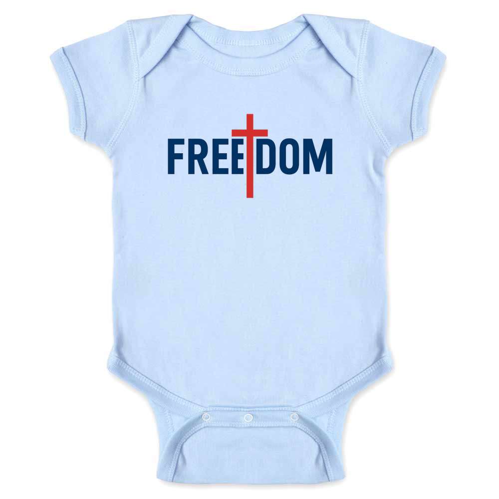 Freedom Cross Faith American Pride Patriotic Baby Bodysuit