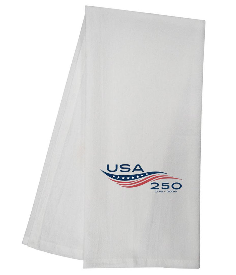 USA 250 Semiquincentennial Flowing Flag Tea Towel Tea Towel GGTT1603
