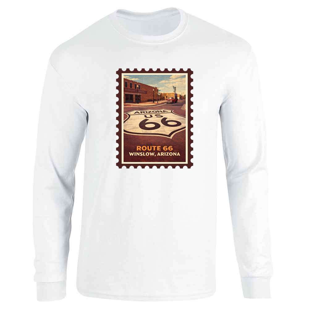 Arizona Winslow Corner Of Route 66 Retro Travel Long Sleeve