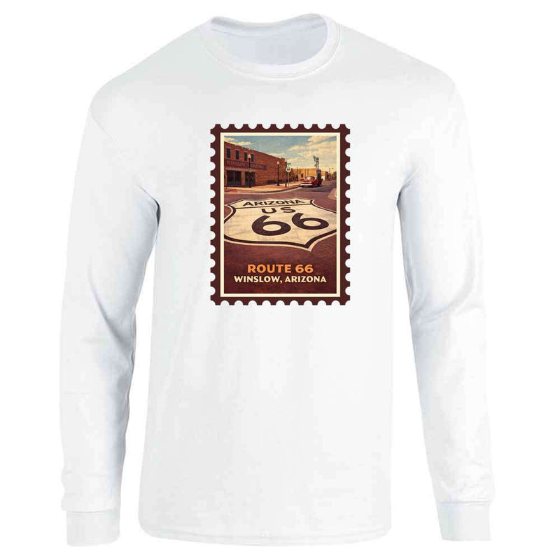 Arizona Winslow Corner Of Route 66 Retro Travel Long Sleeve
