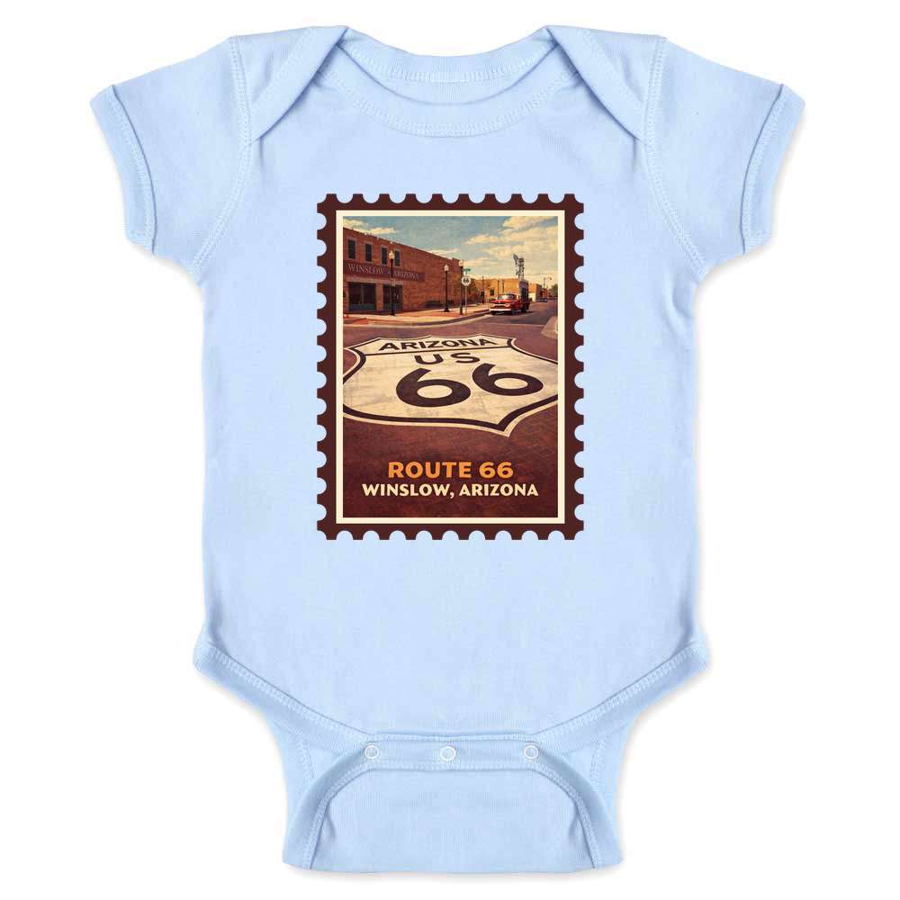 Arizona Winslow Corner Of Route 66 Retro Travel Baby Bodysuit