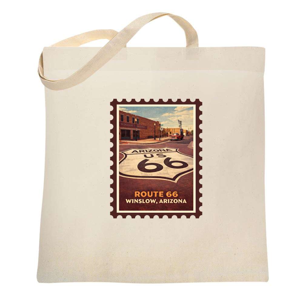 Arizona Winslow Corner Of Route 66 Retro Travel Tote Bag