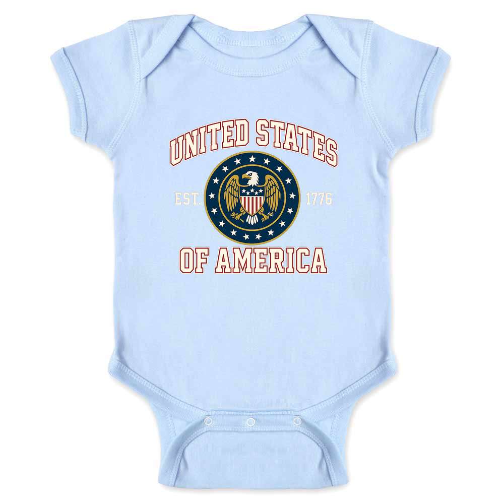 USA United States of America Patriotic Collegiate Baby Bodysuit