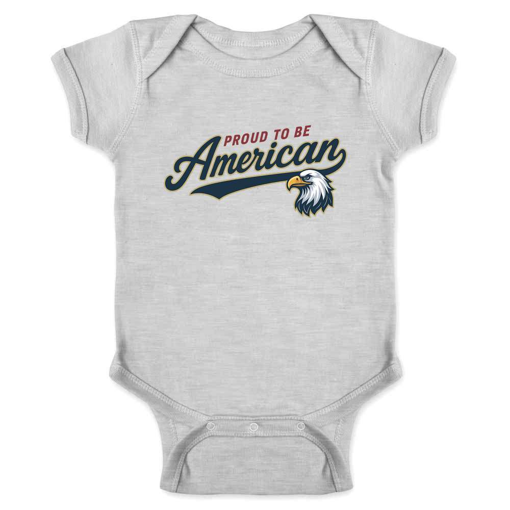 Proud To Be An American Baseball Swoosh Eagle Baby Bodysuit