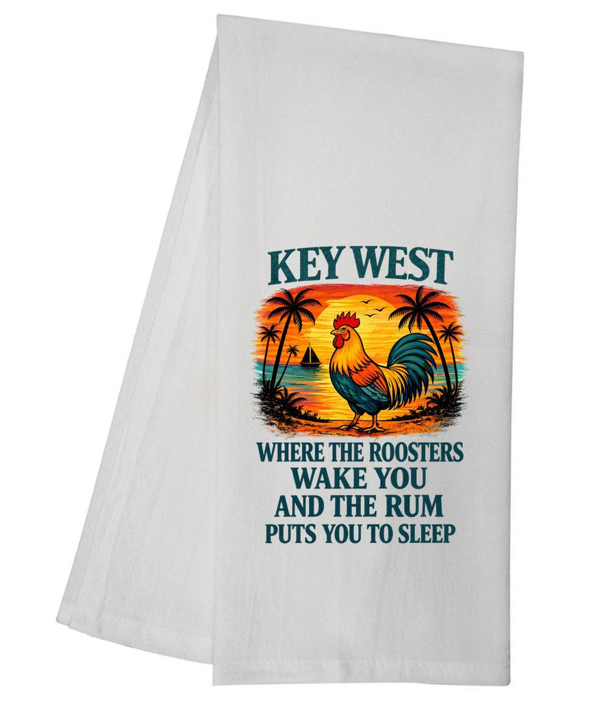 Key West Roosters Wake You Tea Towel GGTT2022