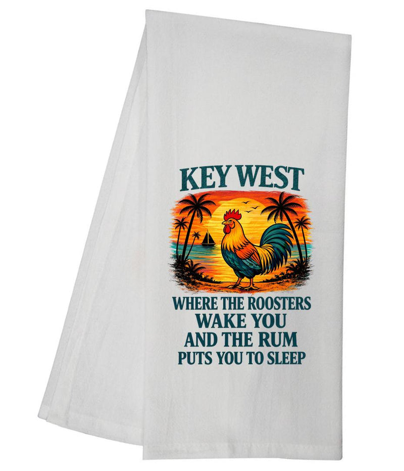 Key West Roosters Wake You Tea Towel GGTT2022