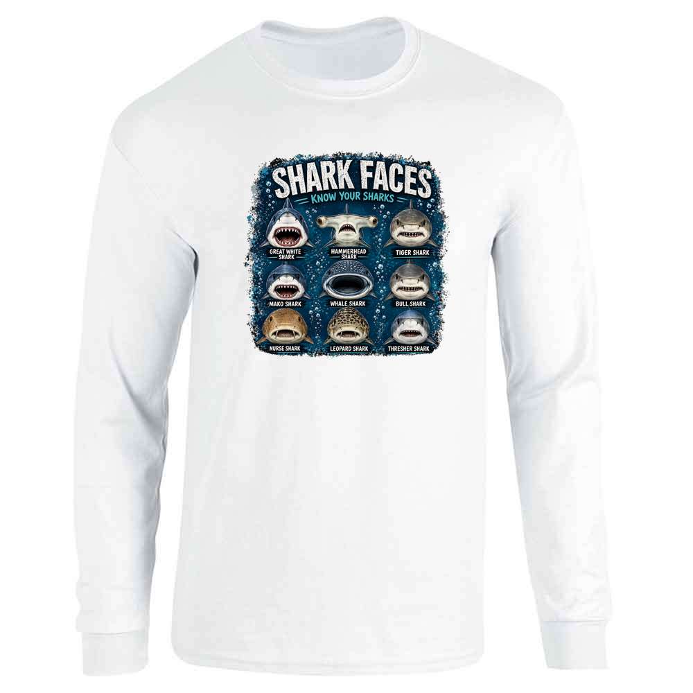 Shark Faces Know Your Sharks Long Sleeve