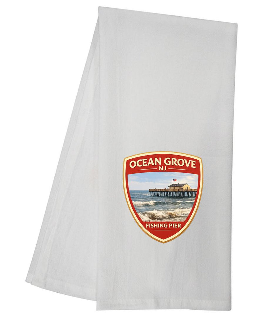 CUSTOM Ocean Grove NJ Fishing Pier Tea Towel GGTT2034