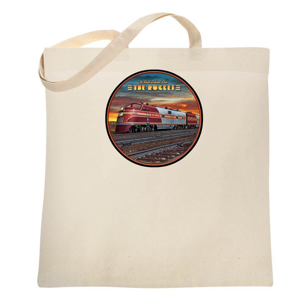 Rocket Train Vintage Railroad by Larry Grossman Tote Bag