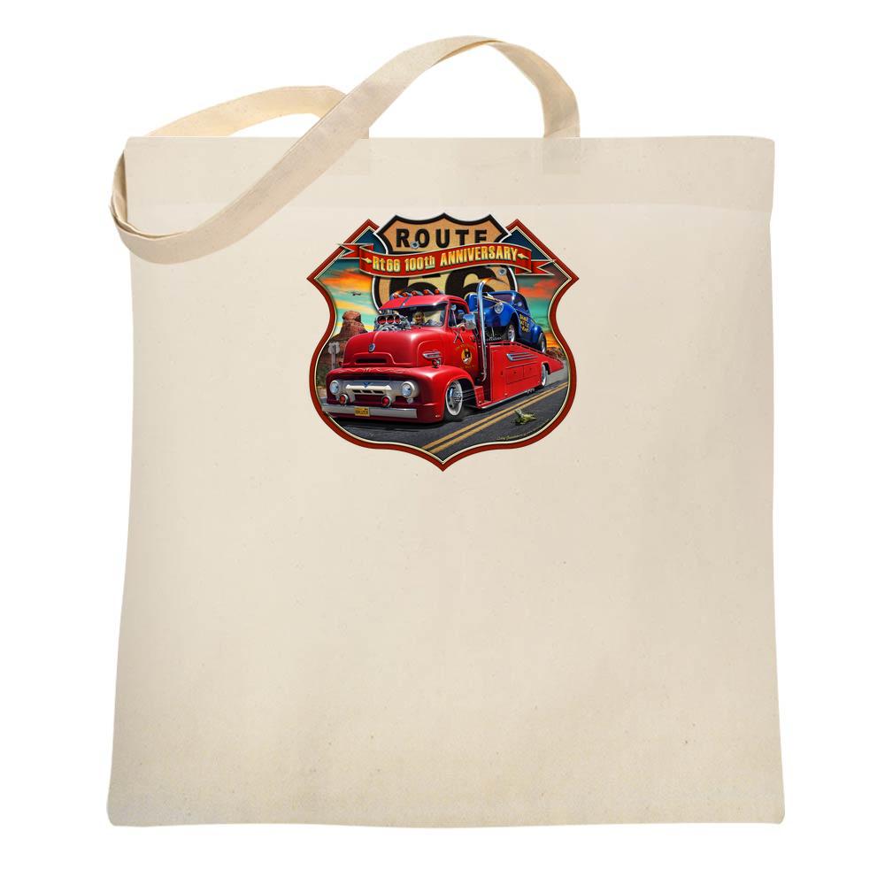 Route 66 Anniversary Truck Shield Larry Grossman Tote Bag