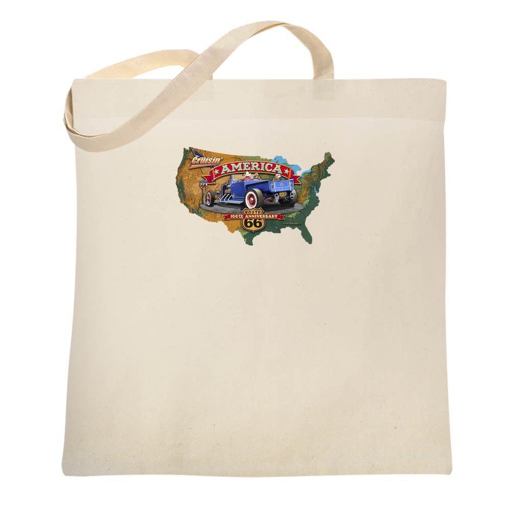 Route 66 Anniversary USA Map Larry Grossman Tote Bag