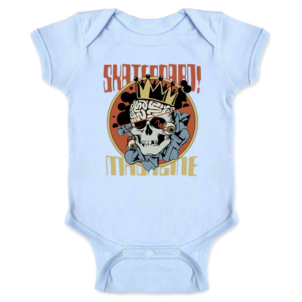 Skateboard Magazine Skull Skater Retro Baby Bodysuit