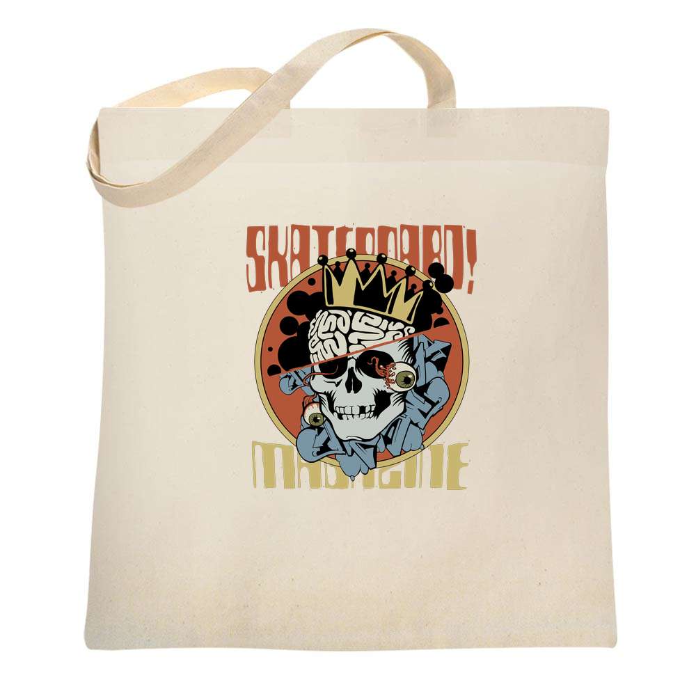 Skateboard Magazine Skull Skater Retro Tote Bag