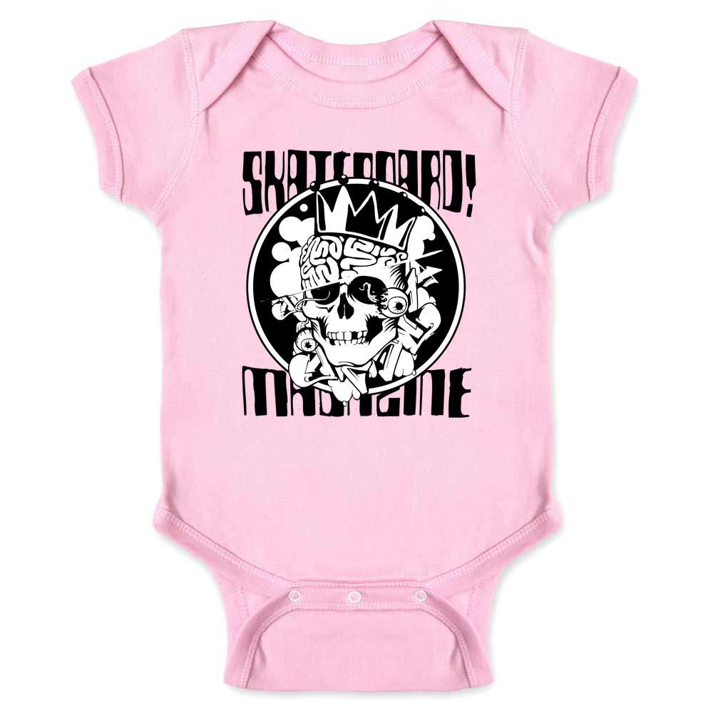 Skateboard Magazine Retro Skull Logo Skater Baby Bodysuit
