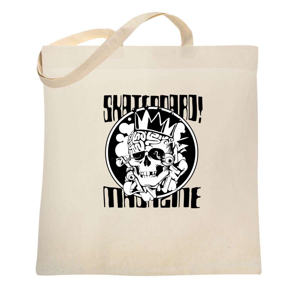 Skateboard Magazine Retro Skull Logo Skater Tote Bag
